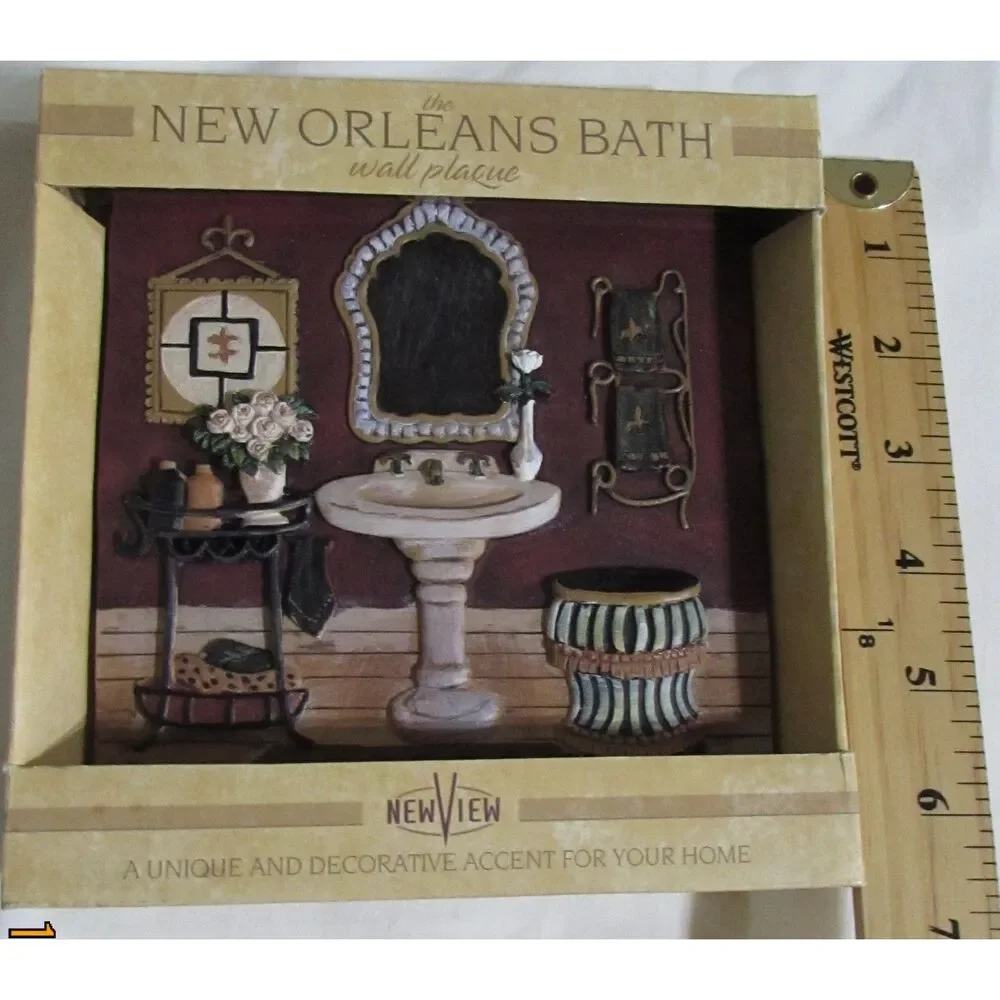 Winterle Olson 3D set of 2 bathroom plaques footed tub vanity sink new Orleans